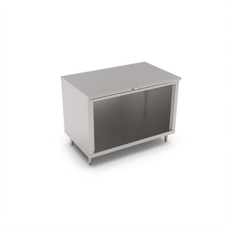 Product image #1 for John Boos 36" x 36" Stainless Steel Work Table with Open Front Cabinet Base and Safety Edge