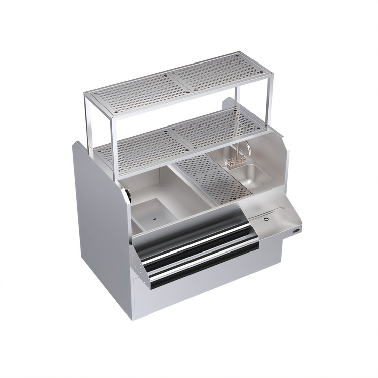 Product image #1 for Krowne Royal Series 54-Inch Pass-Thru Underbar Ice Bin/Cocktail Station with Left-Side Ice Bin and 10-Circuit Cold Plate
