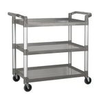 Thumbnail image #1 for Winco UC-3019G 3-Tier Gray Plastic Utility Bus Cart, 400 lb Capacity