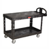 Thumbnail image #1 for Rubbermaid Commercial Heavy Duty 2-Shelf Flat Shelf Bus Cart, 54 x 25-1/4 x 36 Inch, 750 lb. Capacity, Black
