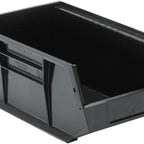 Thumbnail image #1 for Quantum QUS241BR Stacking/Hanging Storage Bin, Black Recycled Polypropylene, 8-1/4"W x 13-5/8"D x 6"H, Divider Slot