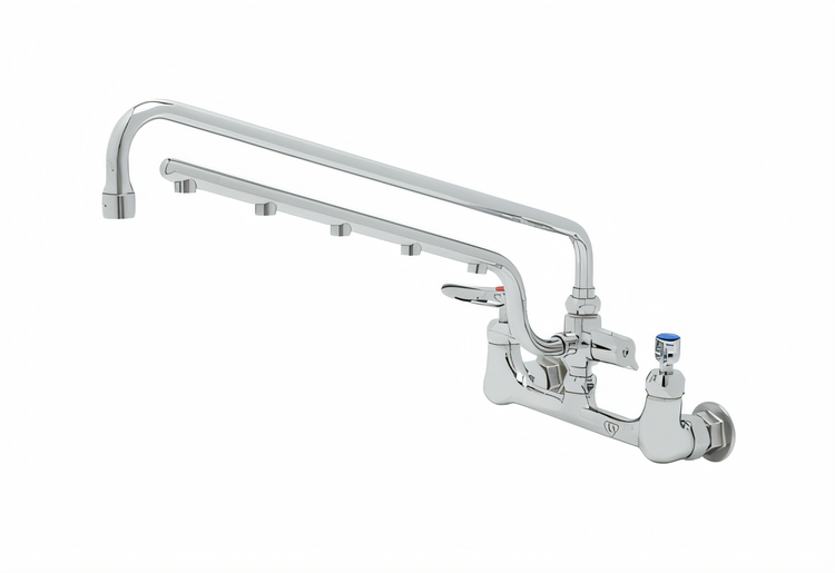 Product image #1 for UltraRinse 8-Inch Wall Mount Pre-Rinse Mixing Faucet with 18-Inch Swing Nozzle and 1.5 GPM Spray Arm