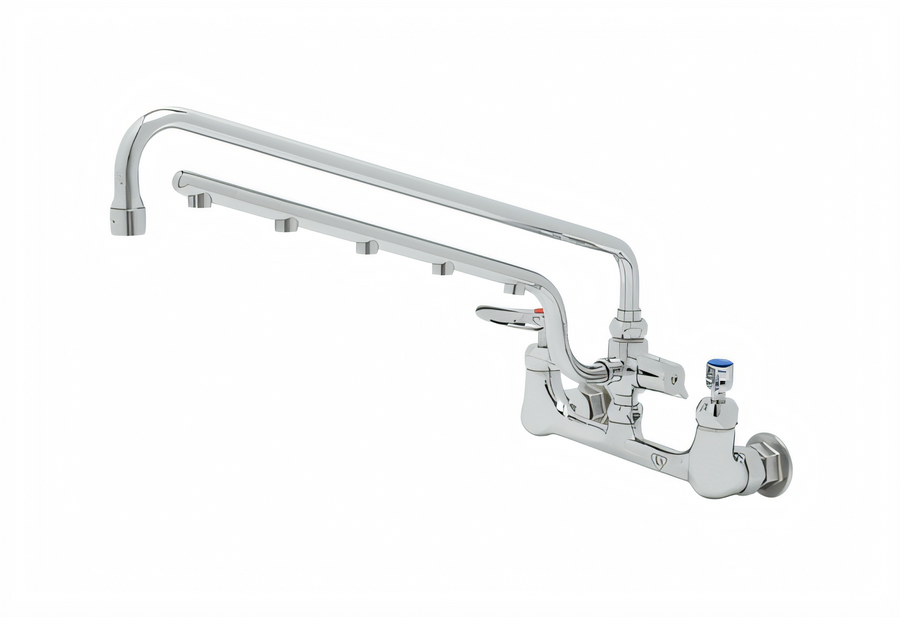 Product image #1 for UltraRinse 8-Inch Wall Mount Pre-Rinse Mixing Faucet with 18-Inch Swing Nozzle and 1.5 GPM Spray Arm