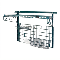 Quantum Store Grid Medium-Duty Wall-Mounted Shelving Starter Kit with Shelf, Grid Panel, Basket and Hooks