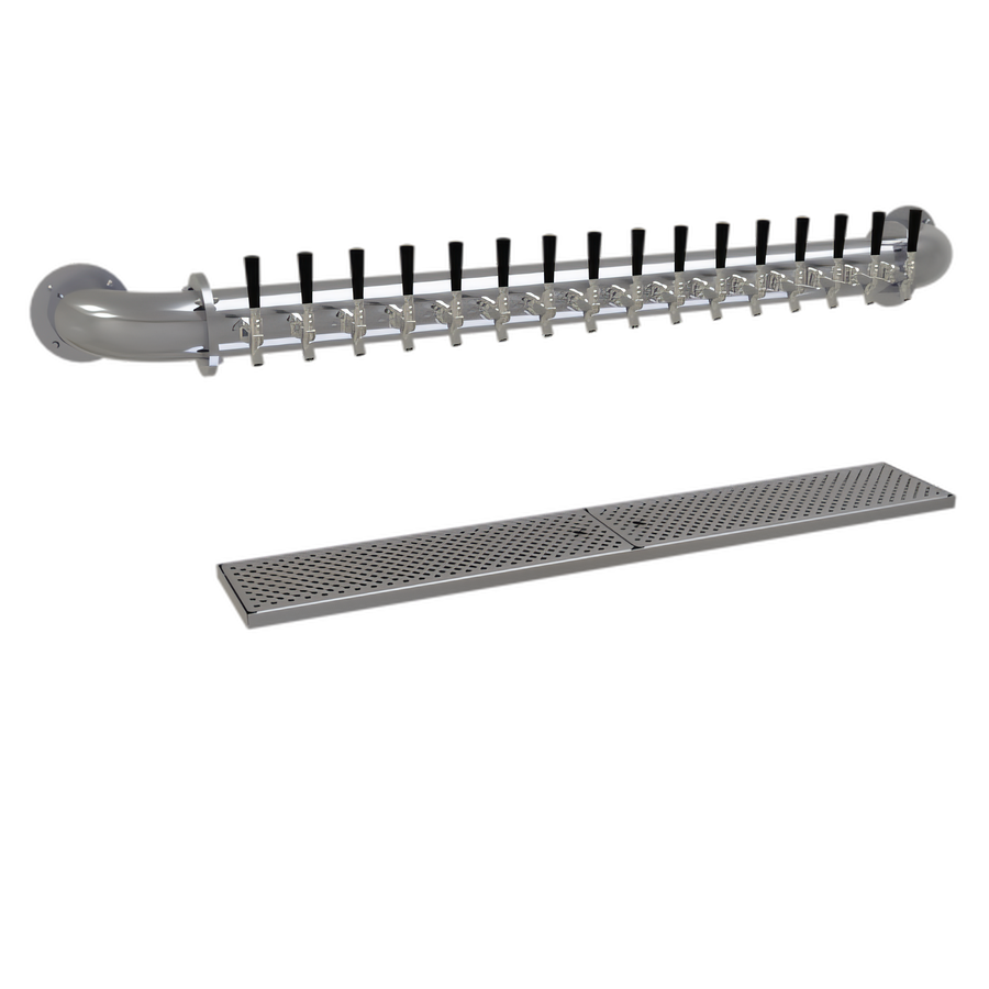 Product image #1 for Glastender 16-Faucet Wall-Mount Pipe Wall Draft Dispensing Tower, Air-Cooled, Grainline Finish