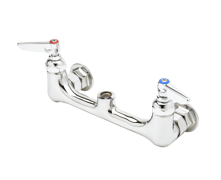 Product image #1 for T&S Brass 8-Inch Wall-Mount Pre-Rinse Mixing Faucet, Less Nozzle, Chrome-Plated Brass