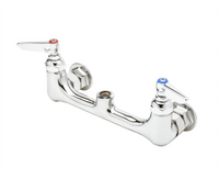 T&S Brass 8-Inch Wall-Mount Pre-Rinse Mixing Faucet, Less Nozzle, Chrome-Plated Brass