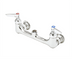 Thumbnail image #1 for T&S Brass 8-Inch Wall-Mount Pre-Rinse Mixing Faucet, Less Nozzle, Chrome-Plated Brass