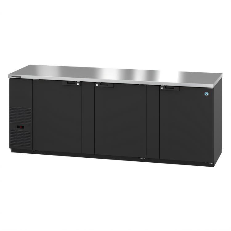 Product image #1 for Hoshizaki BB95 95-1/2-Inch Three-Section Refrigerated Back Bar Cooler with Solid Swing Doors