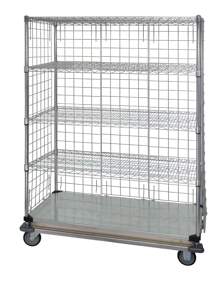 Product image #1 for Quantum Wire Enclosed Mobile Shelving Cart with 5 Shelves, 60 x 24 x 69 Inches, Chrome Plated Finish