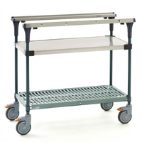 Metro PrepMate® MultiStation 18 x 30 Adjustable-Height Commercial Prep Cart with Solid Stainless Steel and Hybrid Mat Shelves