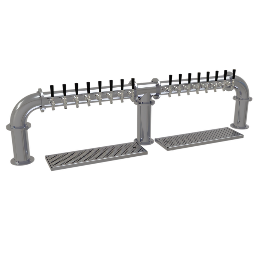 Product image #1 for Pipe Bridge 3-Column Countertop Air-Cooled Draft Dispensing Tower with 16 Stainless Steel Faucets