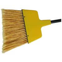 Large 12-Inch Angled Broom with Flagged PVC Bristles and 48-Inch Yellow Metal Handle