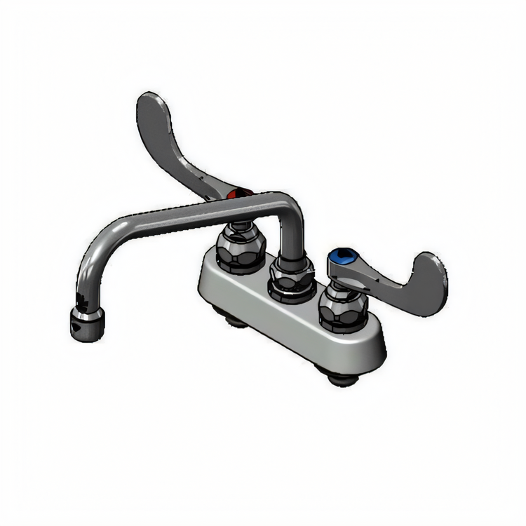 Product image #1 for T&S Brass B-1111-WH4 4-Inch Centers Deck-Mount Workboard Mixing Faucet with 8-Inch Swing Nozzle