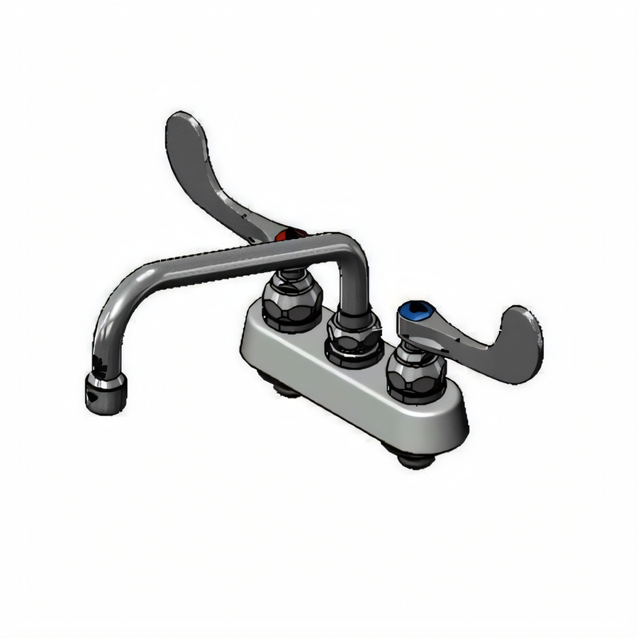 Product image #1 for T&S Brass B-1111-WH4 4-Inch Centers Deck-Mount Workboard Mixing Faucet with 8-Inch Swing Nozzle