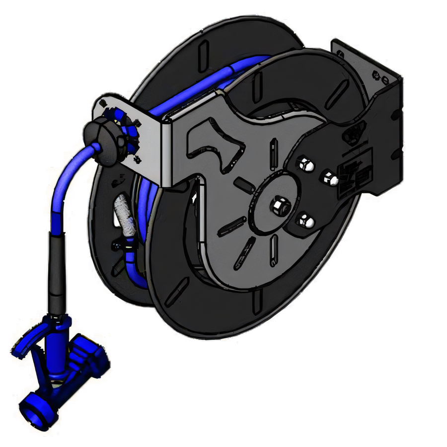Product image #1 for Open Epoxy Coated Retractable Hose Reel System with 3/8 Inch x 50 Foot Hose and Stainless Steel Front Trigger Spray Valve