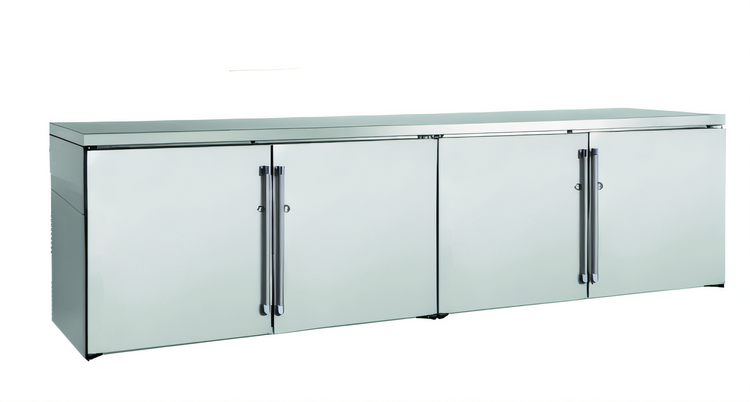 Product image #1 for Perlick BBR96 96-Inch Four-Door Remote Back Bar Refrigerator, Stainless Steel Interior