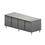 Thumbnail image #1 for BK Resources CST-3696HL 96"W x 36"D Stainless Steel Enclosed Chef Table, 14-Gauge 300 Series Top, Locking Hinged Doors