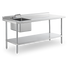 Thumbnail image #1 for Steel Works Stainless 72-Inch x 30-Inch Stainless Steel Sink Table with Single Bowl, Backsplash, and Undershelf
