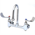 Thumbnail image #1 for Low-Lead Medical Wall-Mount Mixing Faucet, 8-Inch Centers, 5-3/4-Inch Swivel Gooseneck