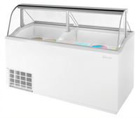 Turbo Air Curved Glass Ice Cream Dipping Cabinet, 68-Inch Wide, 12-Tub Capacity, White