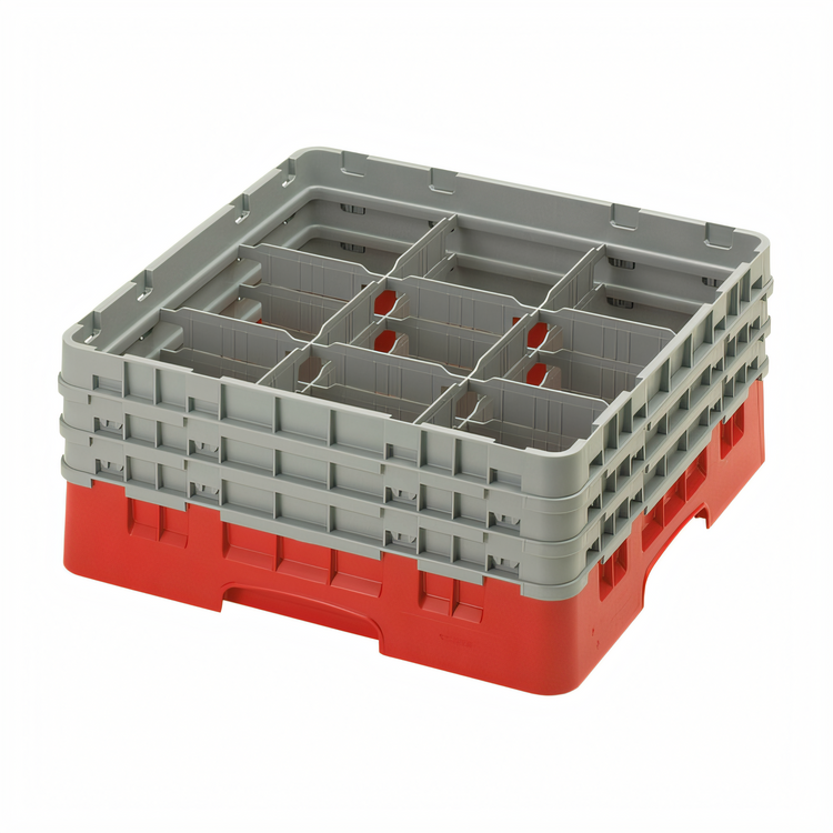 Product image #2 for Camrack® Full Size 9-Compartment Glass Rack with 3 Extenders, Red