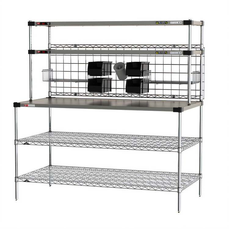 Product image #1 for Metro2Go 60-Inch Stainless Steel Prep Workstation with Overhead Heated Shelves