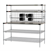 Metro2Go 60-Inch Stainless Steel Prep Workstation with Overhead Heated Shelves