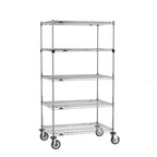 Thumbnail image #1 for Metro Super Erecta SEZ-243668C-MU-41 5-Tier Chrome Wire Shelf Cart, 36 x 24 x 68 Inches, Mixed Swivel/Brake Casters