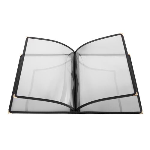 Product image #1 for Winco Black Quad-Fold 4-Page Plastic Menu Cover for 8-1/2 x 11 Inserts