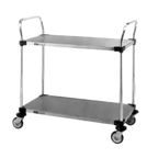 Thumbnail image #1 for Metro Super Erecta MW106 Stainless Steel Bus Cart, 2 Solid Shelves, Open Base, 36 x 21 Inches