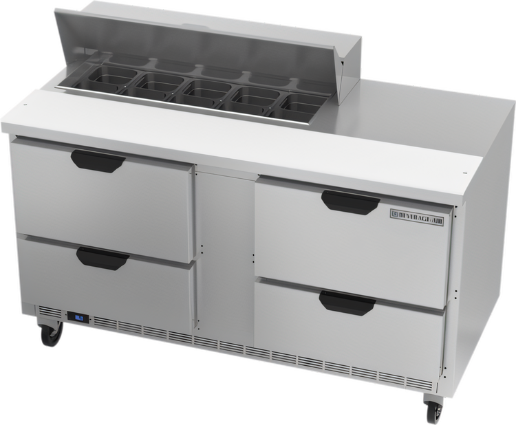Product image #1 for Beverage-Air Two-Section Sandwich Prep Table Refrigerator, 60-Inch, 4 Drawers, 10-Pan Top