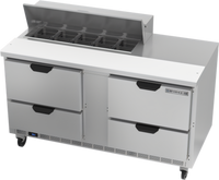 Beverage-Air Two-Section Sandwich Prep Table Refrigerator, 60-Inch, 4 Drawers, 10-Pan Top