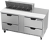 Thumbnail image #1 for Beverage-Air Two-Section Sandwich Prep Table Refrigerator, 60-Inch, 4 Drawers, 10-Pan Top