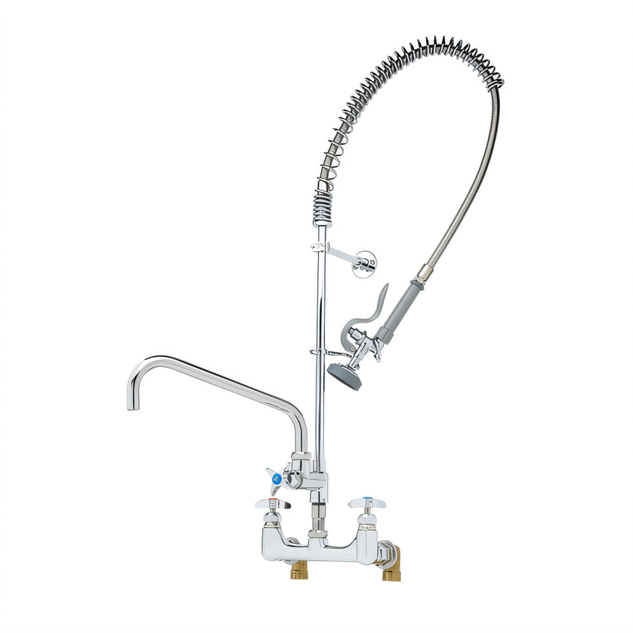 Product image #1 for T&S Brass Big-Flo EasyInstall Wall Mount Pre-Rinse Unit with 14-Inch Swing Nozzle, 44-Inch Hose, and 8-Inch Adjustable Centers