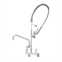 T&S Brass Big-Flo EasyInstall Wall Mount Pre-Rinse Unit with 14-Inch Swing Nozzle, 44-Inch Hose, and 8-Inch Adjustable Centers