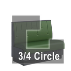Thumbnail image #1 for ATSMFG ATS AT&S-ATQ-KR36-RD GR8 Karender Three Quarter Circle Booth, single, 48" x 90" x 90" x 48"long x 36" high, Raindrop back, Upholstery and foam