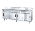 Thumbnail image #1 for Advance Tabco 120-Inch 304 Stainless Steel Enclosed Work Table Storage Cabinet with 4 Drawers and 4 Sliding Doors