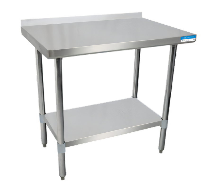 Product image #1 for BK Resources 30 Inch x 18 Inch Stainless Steel Work Table with 1-1/2 Inch Rear Riser and Adjustable Undershelf