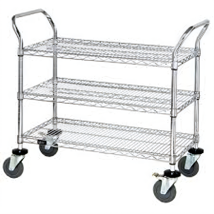 Product image #1 for Chrome-Plated 3-Shelf Wire Utility Bus Cart, 1200 lb Capacity