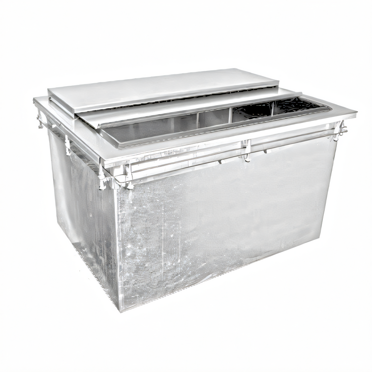 Product image #1 for Glastender Drop-In Ice Bin Without Cold Plate with Sliding 2-Piece Stainless Steel Cover, 71 lb Capacity