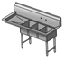 Thumbnail image #1 for Three-Compartment Stainless Steel Convenience/Deli Sink with Left Drainboard, 44-1/2 x 19-1/2 Inches