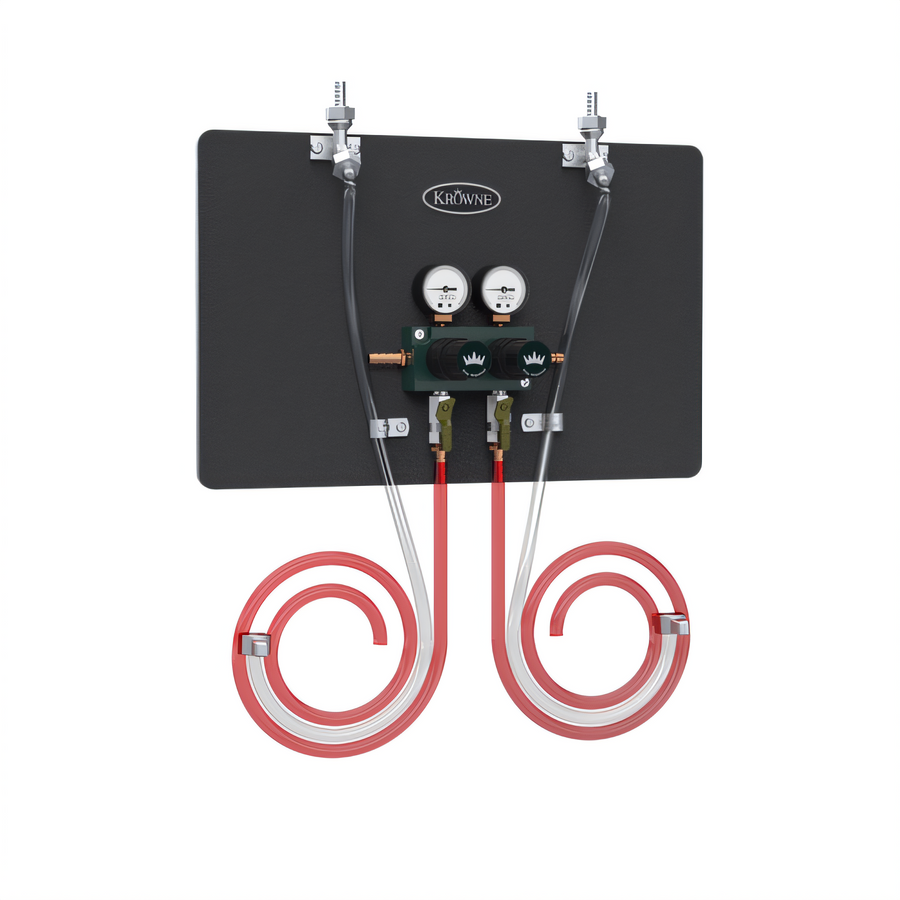 Product image #1 for Krowne Tamper-Proof Wall Bracket Beer Regulator with Tail Pieces for 2 Beer Lines