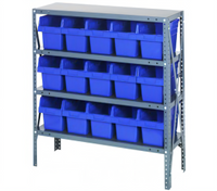 Quantum Heavy-Duty Stationary Wire Shelving Unit with 4 Shelves and 15 Bins, 36 x 12 x 39 Inches