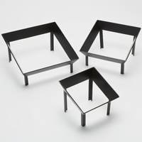 American Metalcraft 3-Piece Square Angled Iron Buffet Riser Set, Black