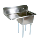 Thumbnail image #1 for John Boos E1S8-18-12L18-X 1-Compartment Stainless Steel Sink with Left Drainboard, 18" x 18" x 12" Bowl, 18-Gauge, Galvanized Legs