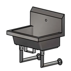 Thumbnail image #1 for BK Resources MSHS-24W1B Single-Station Wall-Mounted Hand Wash Sink, 24-Inch Wide, 304 Stainless Steel, Knee Valve Bracket, Faucet Not Included