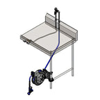 Thumbnail image #1 for T&S Brass B-7132-U02TS3 Table-Mount Open Stainless Steel Retractable Hose Reel Assembly with 35' Hose, Mixing Faucet and Spray Gun