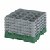 Thumbnail image #2 for Cambro Camrack Full Size 16-Compartment Glass Rack with 5 Soft Gray Extenders, Sherwood Green, 11-Inch Height