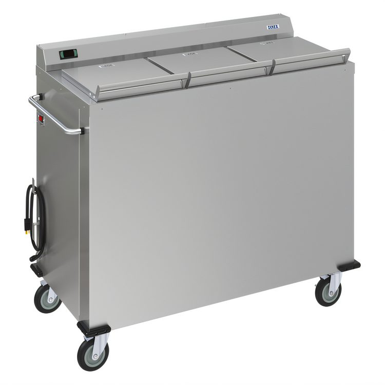 Product image #1 for Dinex DXPSBH3P Colossus Mobile Heated Plate Dispenser with 3 Self-Leveling Cylinders